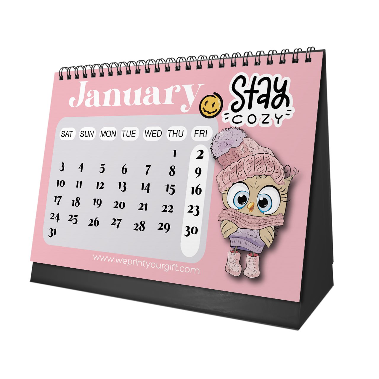 Cute Owl Desk Calendar 2026