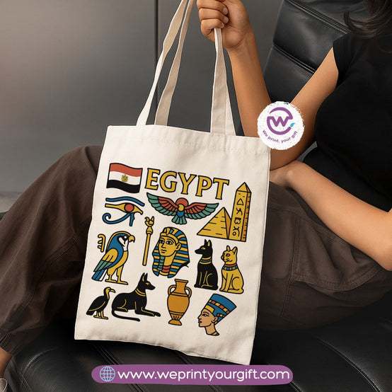 Ancient Egyptian Heritage Canvas Tote Bag – Premium Heavy Fabric