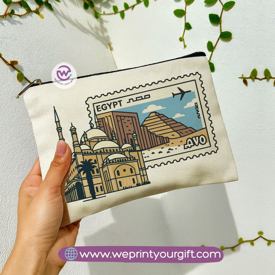 Pharaonic Egyptian Makeup Bag & Pencil Case – Artistic Cotton Pouch Inspired by Ancient Egypt