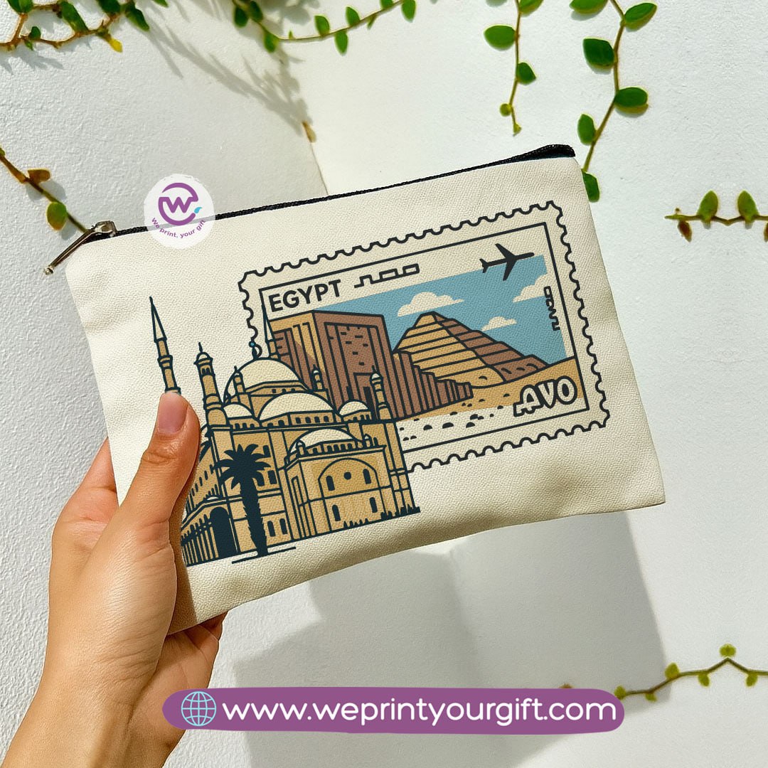 Pharaonic Egyptian Makeup Bag & Pencil Case – Artistic Cotton Pouch Inspired by Ancient Egypt