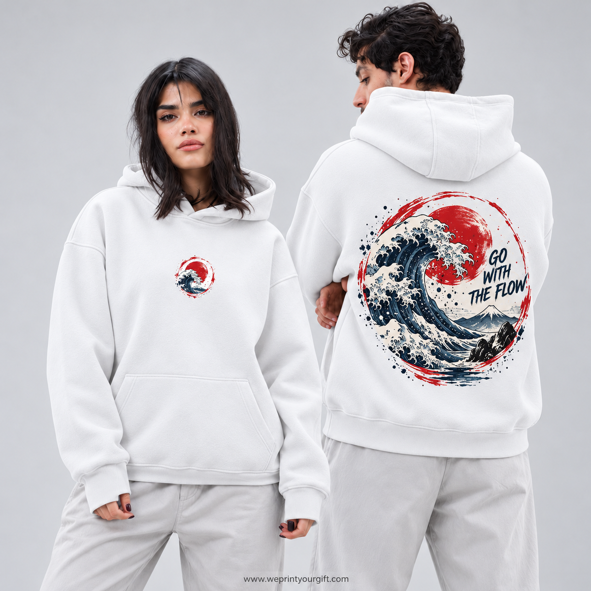 Unisex "Go With The Flow" Hoodie - Premium Melton Cotton