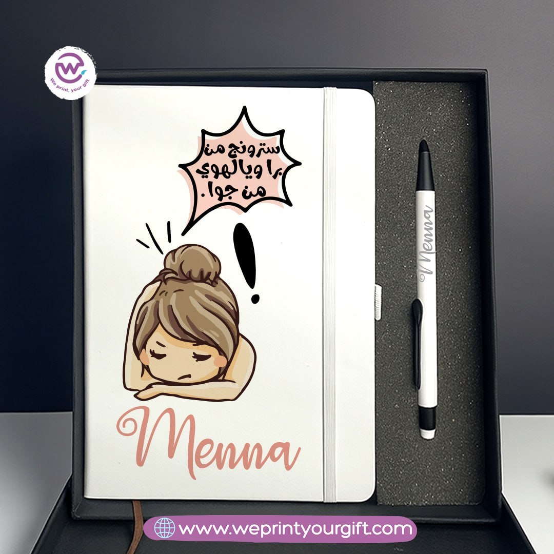 Funny Comic-Themed Personalized Gift Box – Custom Notebook & Engraved Pen
