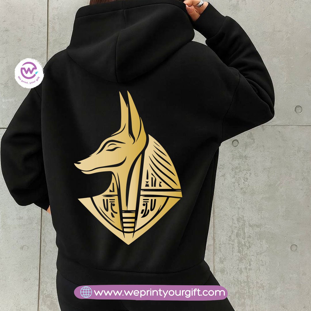 Pharaonic Gold Print Hoodie – Cotton Melton Unisex