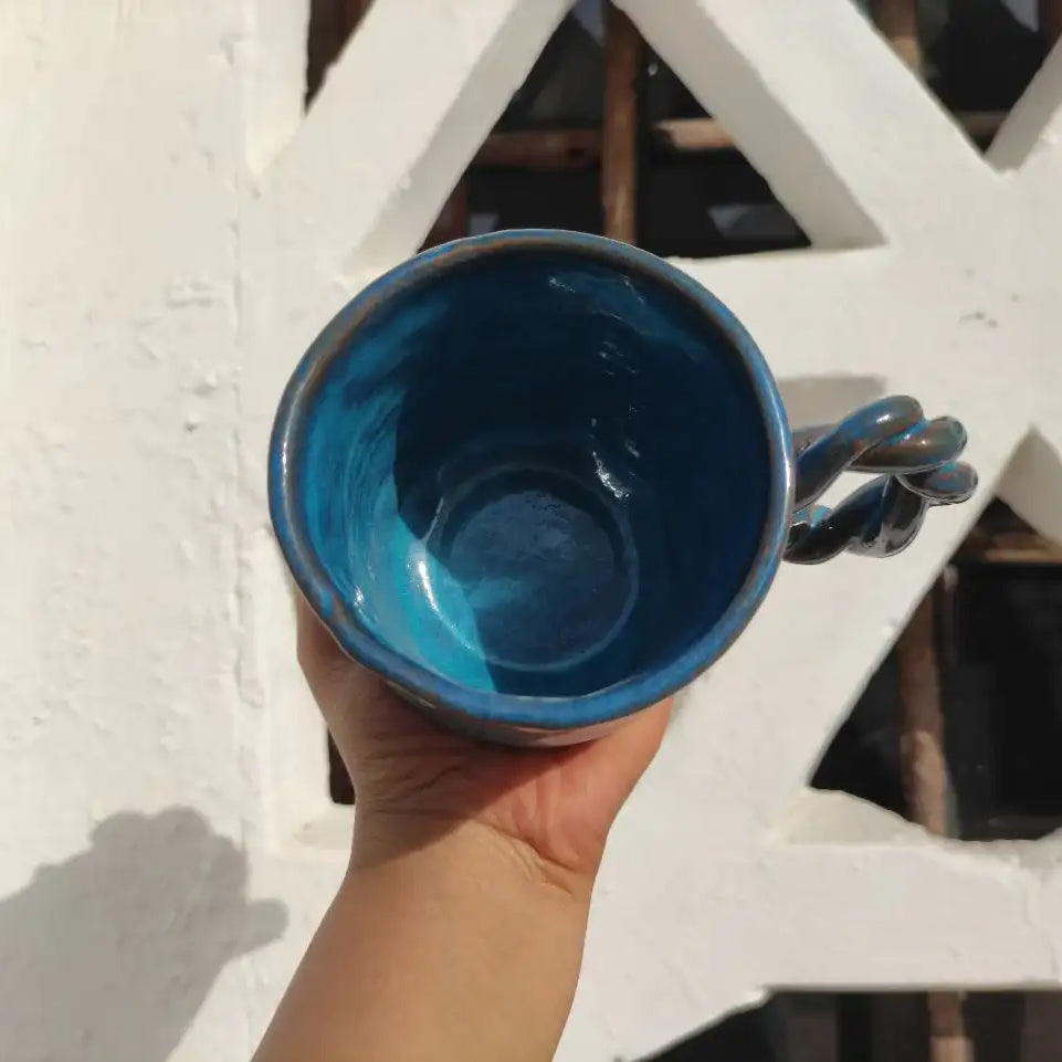 Blue Cloud Handmade Pottery Mug – 300 ml - Customization Options - WE PRINT