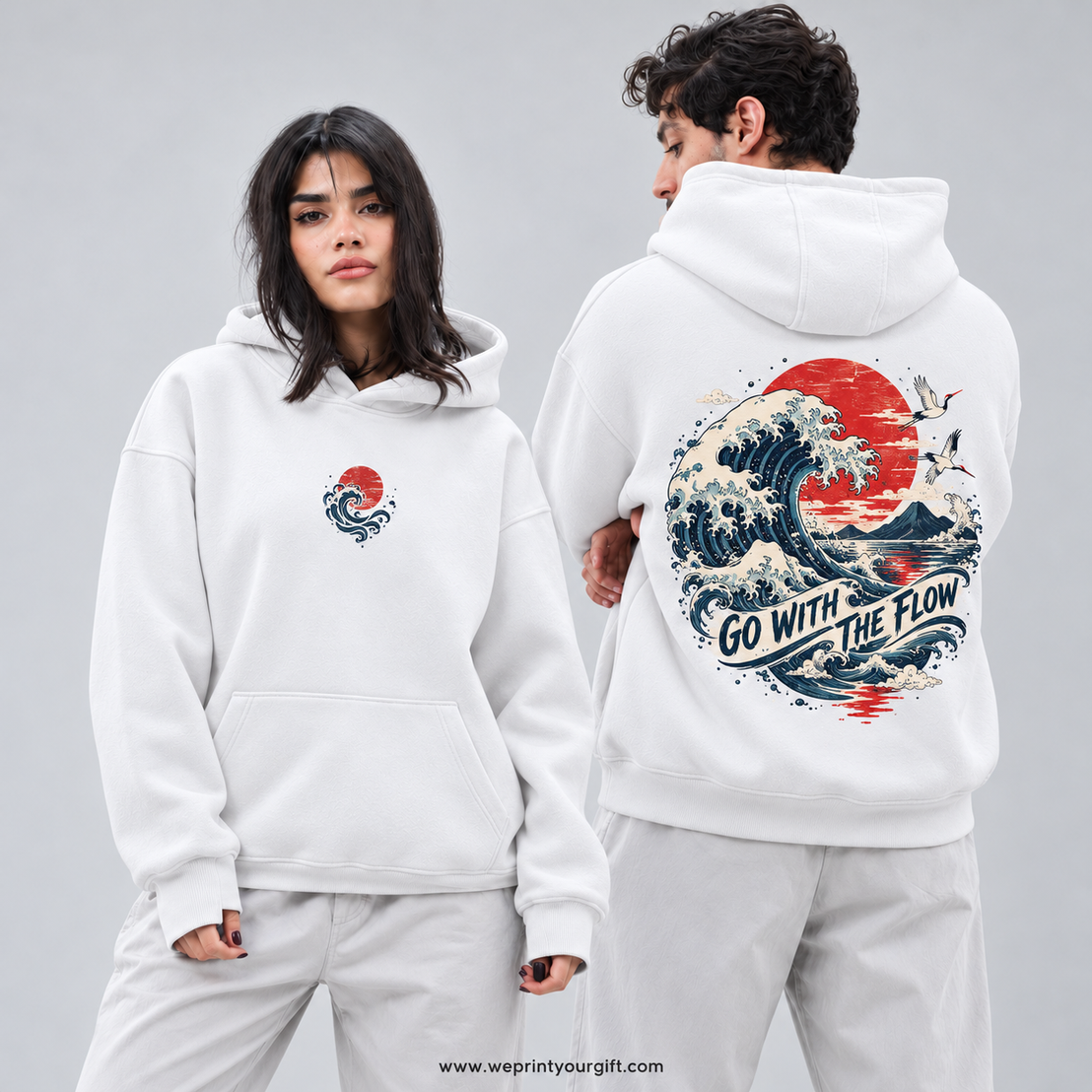 Unisex "Go With The Flow" Hoodie - Premium Melton Cotton