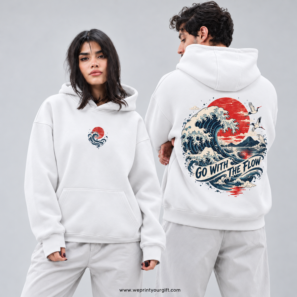 Unisex "Go With The Flow" Hoodie - Premium Melton Cotton