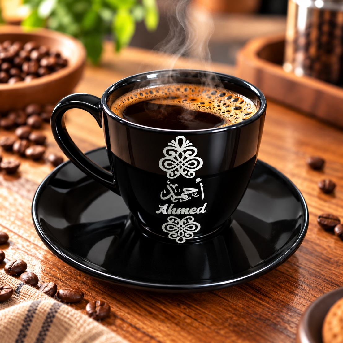 Personalized Name Black Porcelain Coffee Cup
