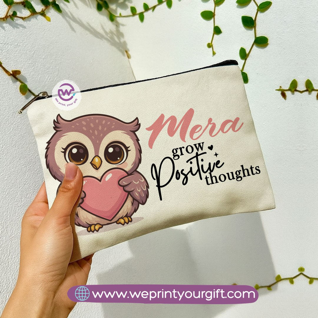 Cute Owl Makeup Bag & Pencil Case – Premium Cotton Pouch with Adorable Designs
