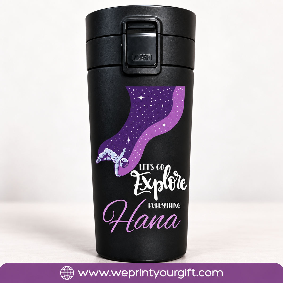 Purple Motivational Black Thermal Mug 500ml