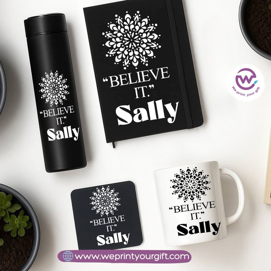 Personalized Motivational Gift Set with Name – 4 Pieces (Black Edition)