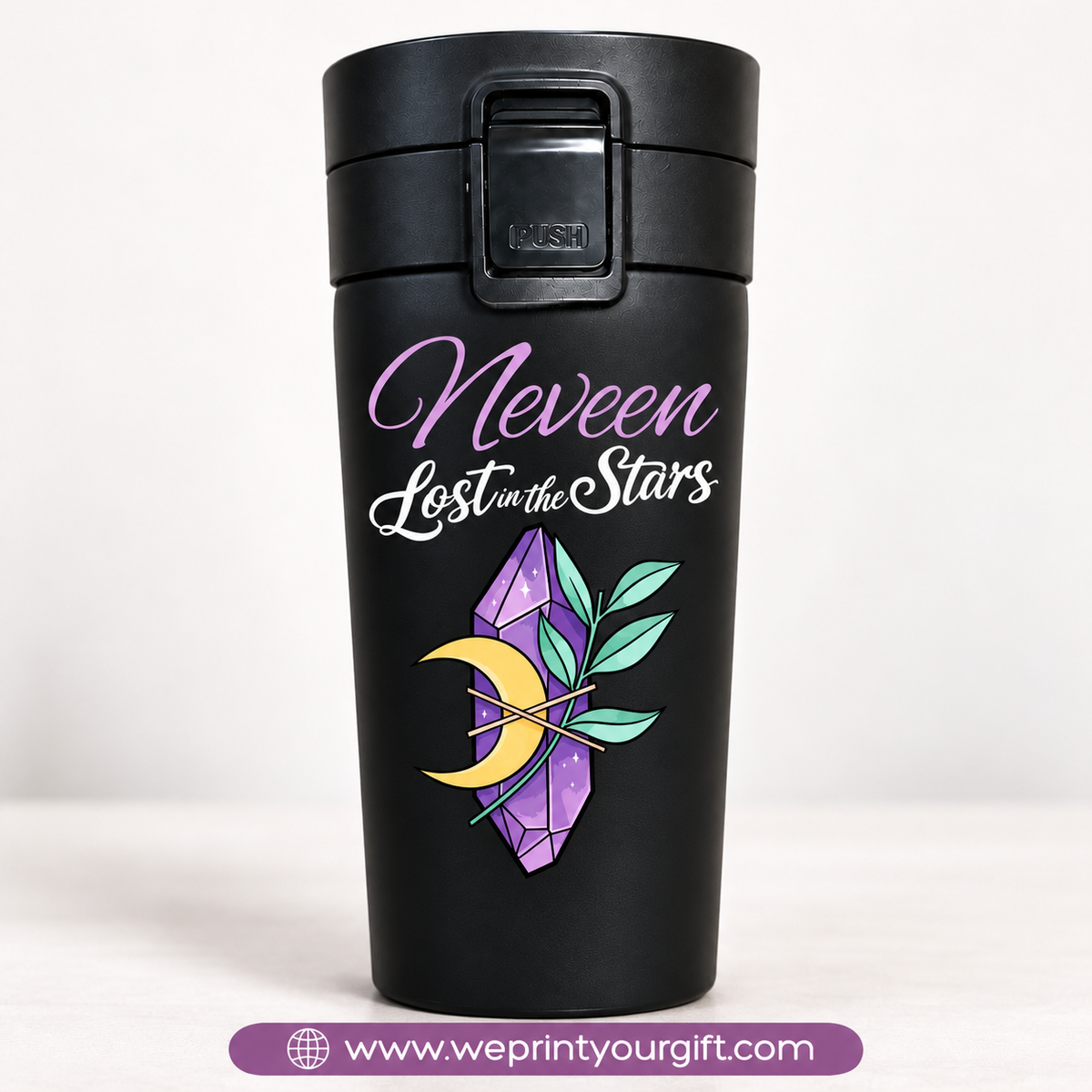 Purple Motivational Black Thermal Mug 500ml