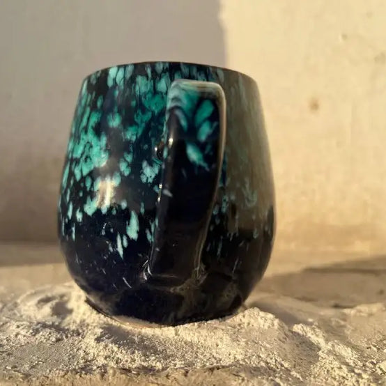 Black & Green Galaxy Pottery Mug – 400 ml - Customization Options - WE PRINT