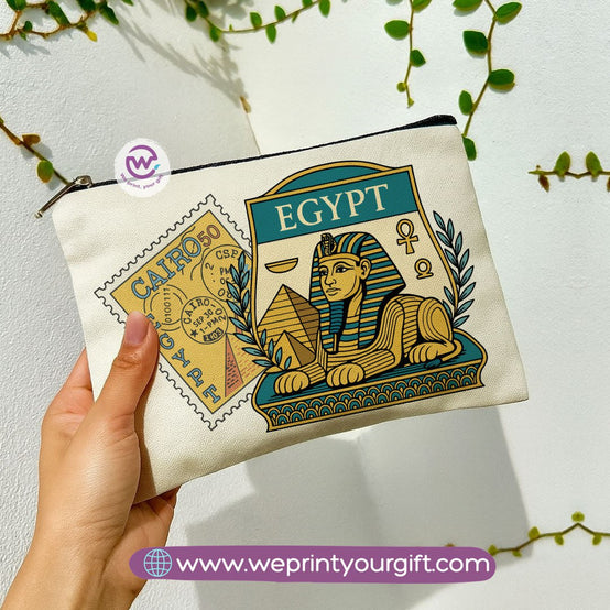 Pharaonic Egyptian Makeup Bag & Pencil Case – Artistic Cotton Pouch Inspired by Ancient Egypt