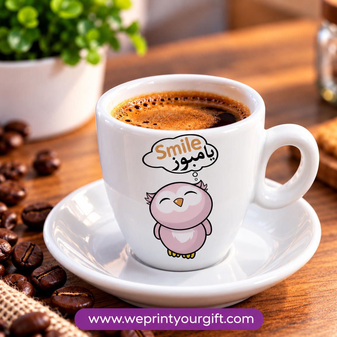 Cute Owl Ceramic Espresso Cups with Saucers – Adorable & Funny Owl Designs