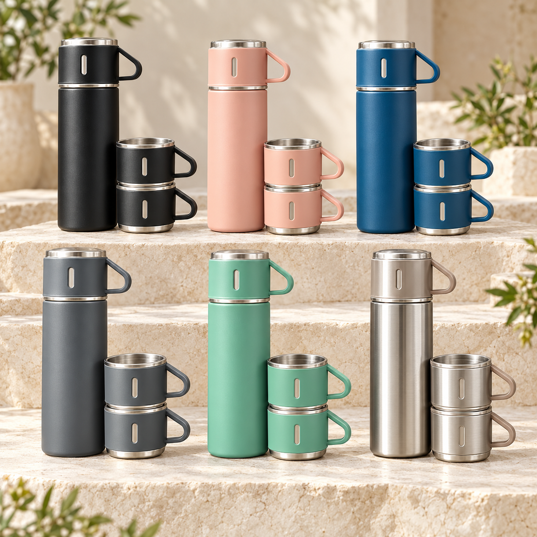 Thermal Flask with Two Extra Cups – Customization Options