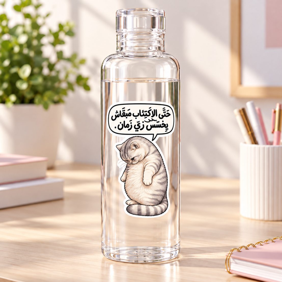 Naughty Cat -Clear Acrylic Water Bottles