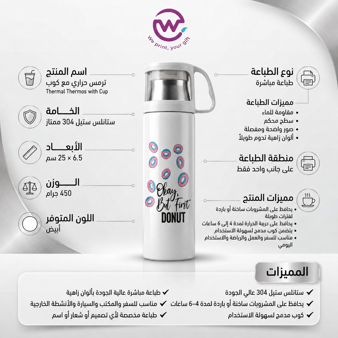 Thermal Thermos With Cup - Customization Option