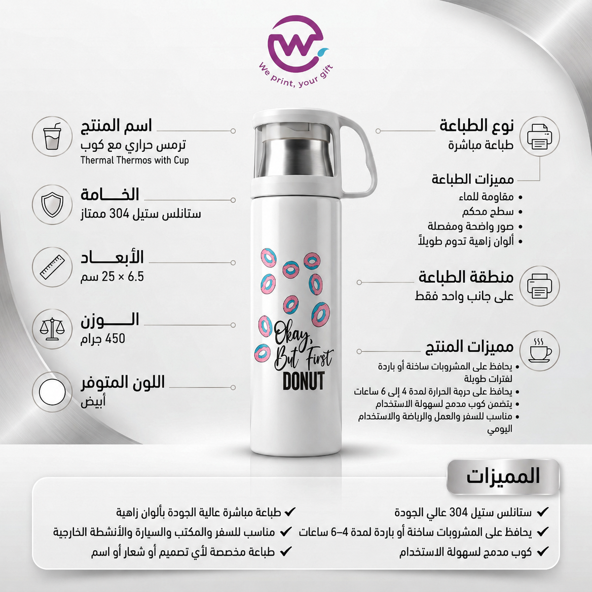Thermal Thermos With Cup - Customization Option