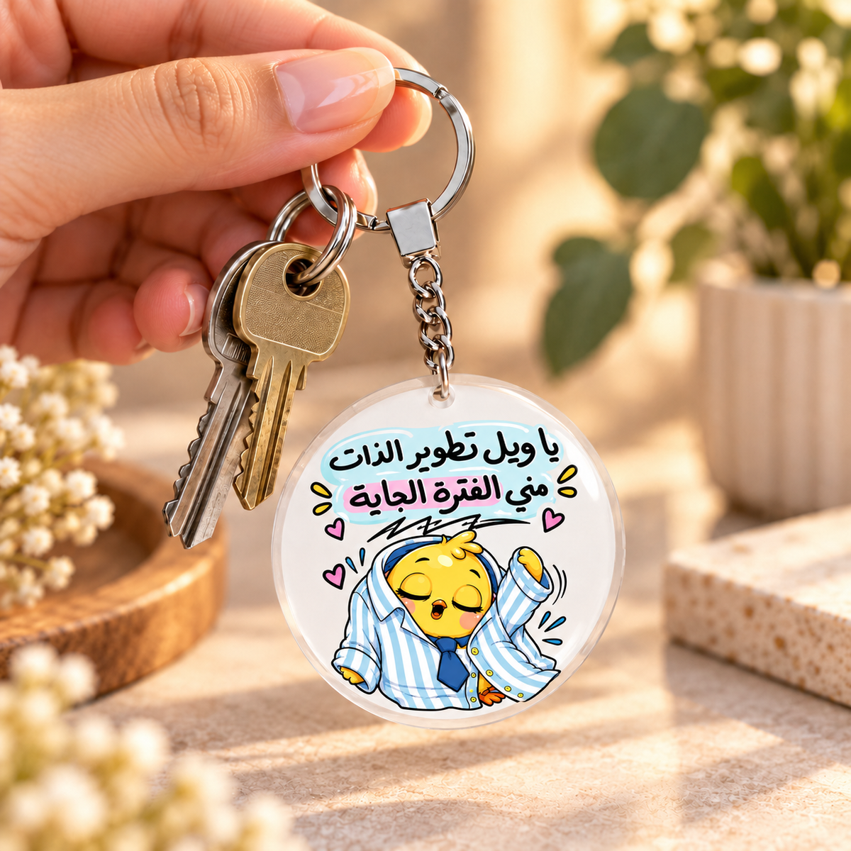 "Smartest Chick at Work" Clear Acrylic Keychain | Single-Sided Print (Round / Rectangle)