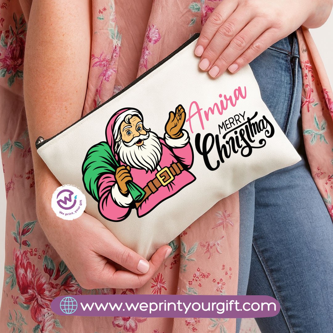 Christmas Makeup Bag & Pencil Case – Premium Cotton Pouch (23×17 cm)