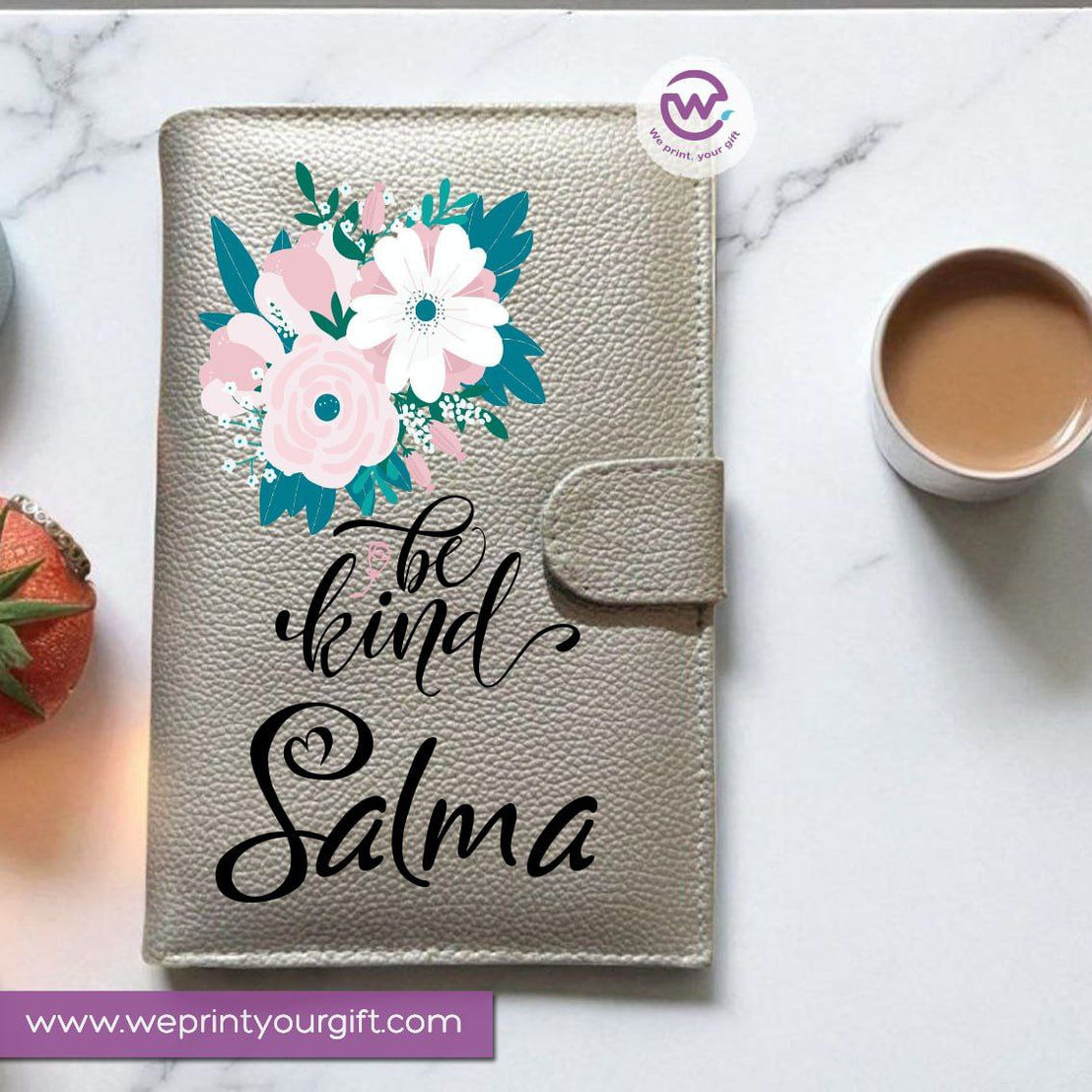 Leather Wallet for Women-Silver-Floral