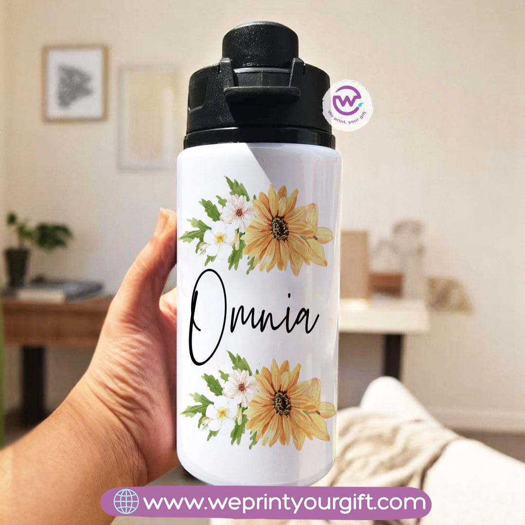 Water bottle with name- Floral