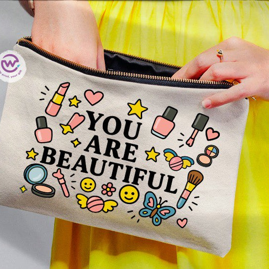 Fabric makeup case - English quotes