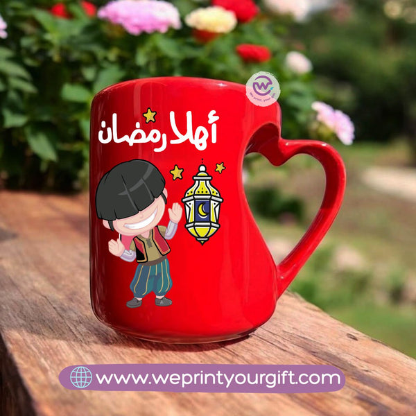 Heart Handle Mug- Ramadan Characters