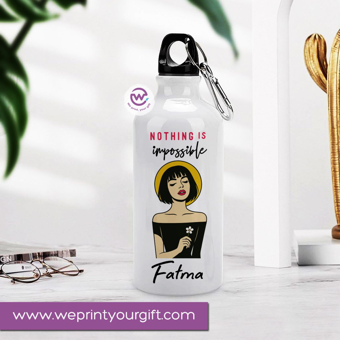 Custom water bottle- Floral-Names