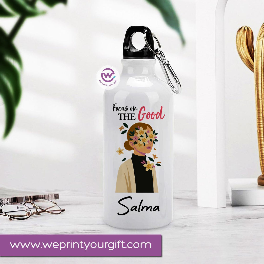 Custom water bottle- Floral-Names