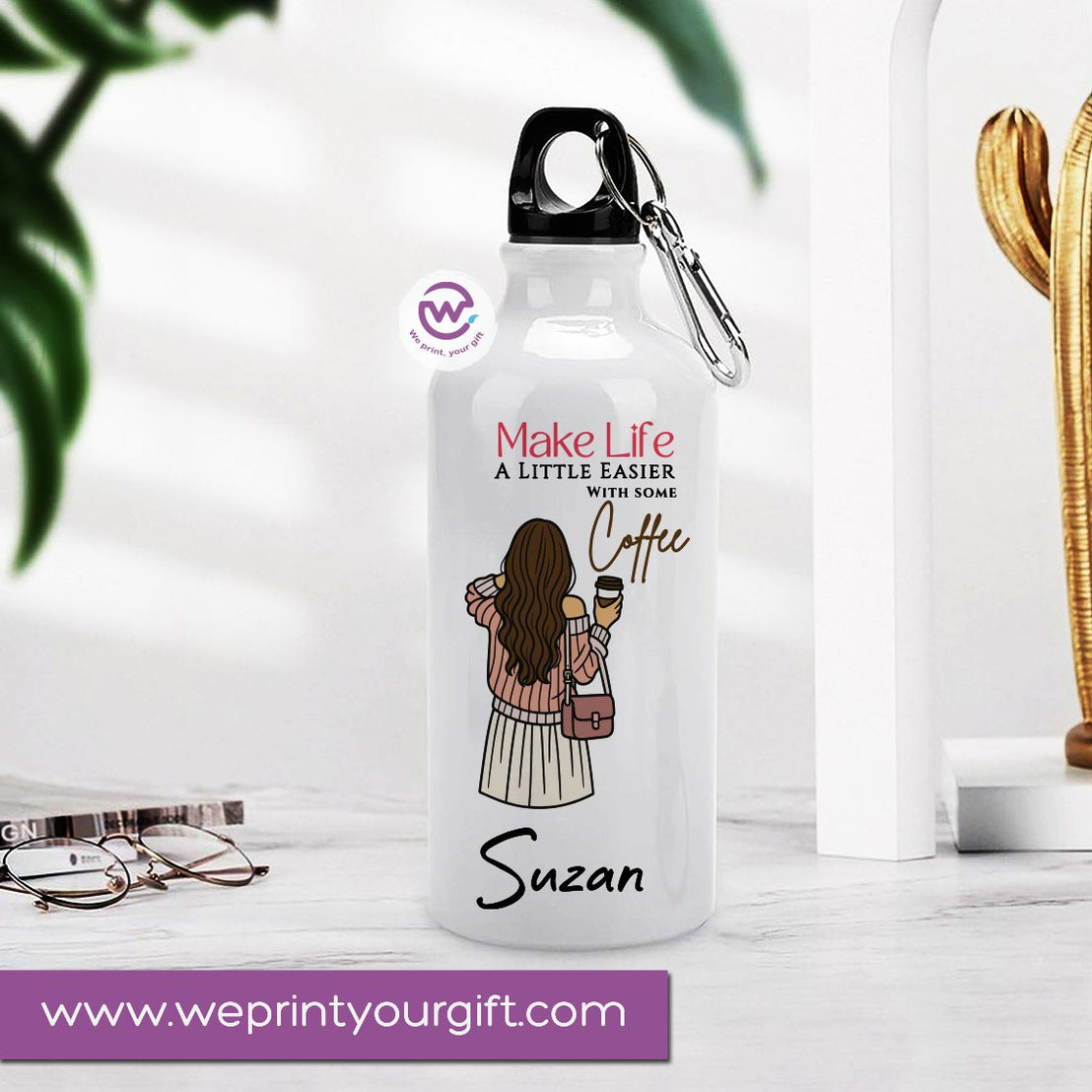 Custom water bottle- Floral-Names