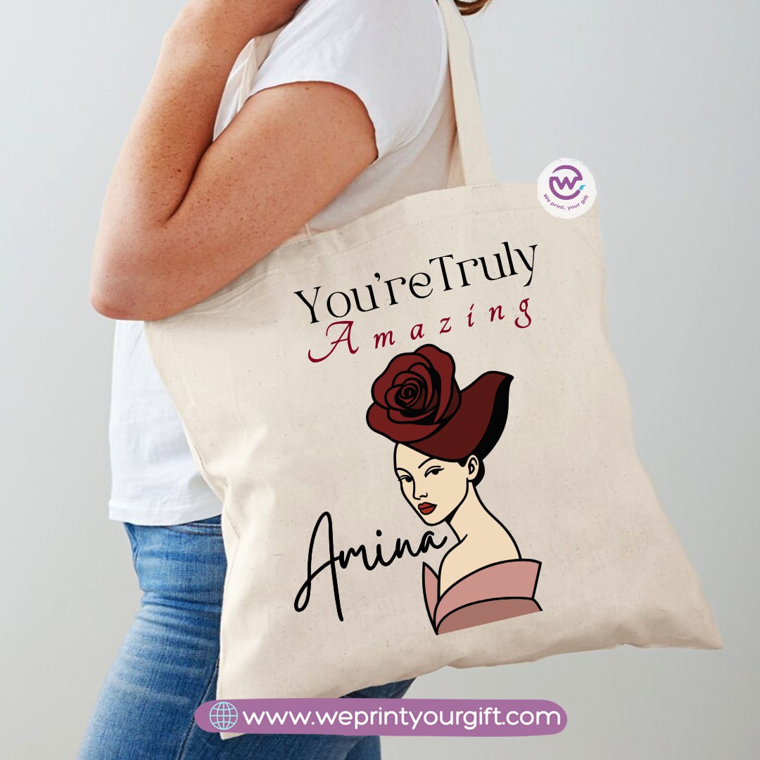 حقيبة تسوق نسائية - أزهار - أسماء