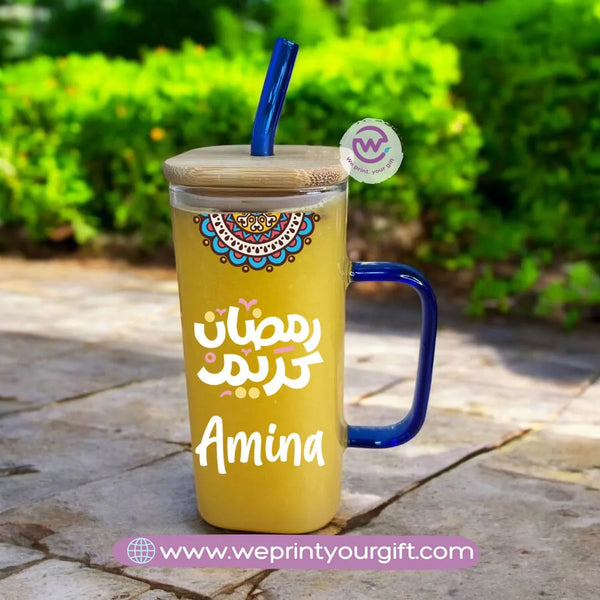 Glass Mug with Straw- Ramadan