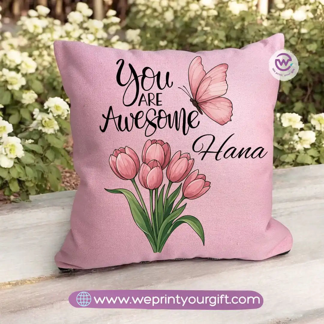 Square pillow- Motivation- Floral