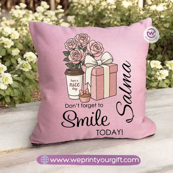 Square pillow- Motivation- Floral