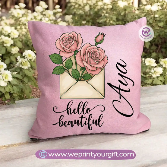 Square pillow- Motivation- Floral