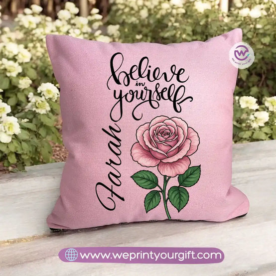 Square pillow- Motivation- Floral