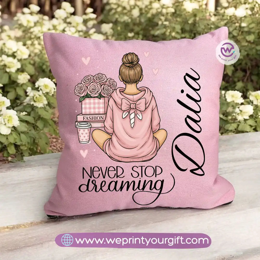 Square pillow- Motivation- Floral