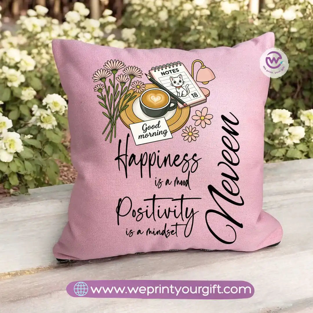 Square pillow- Motivation- Floral