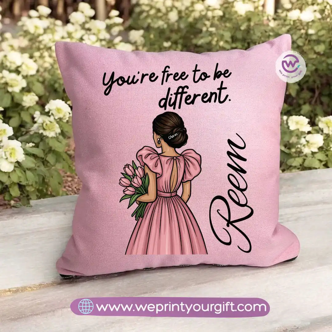 Square pillow- Motivation- Floral