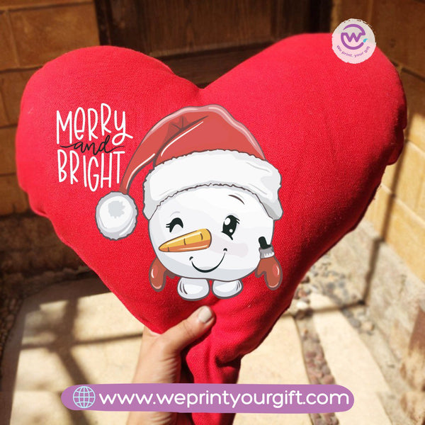 Heart Fabric Cushion-Snowman