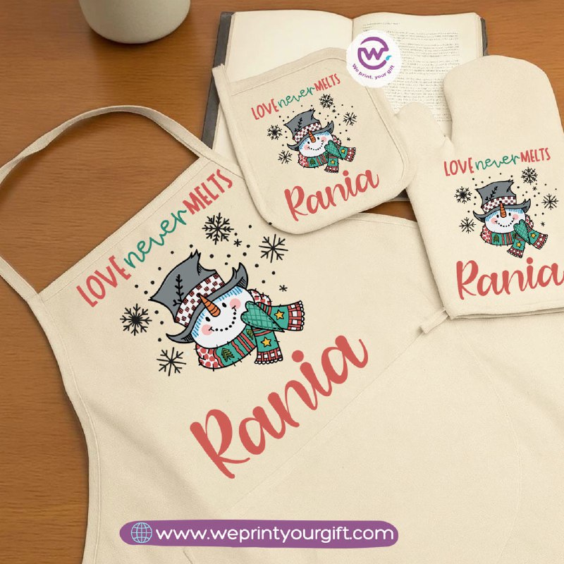 Christmas Kitchen Set – Apron, Oven Glove & Handle Holder-3 Pieces
