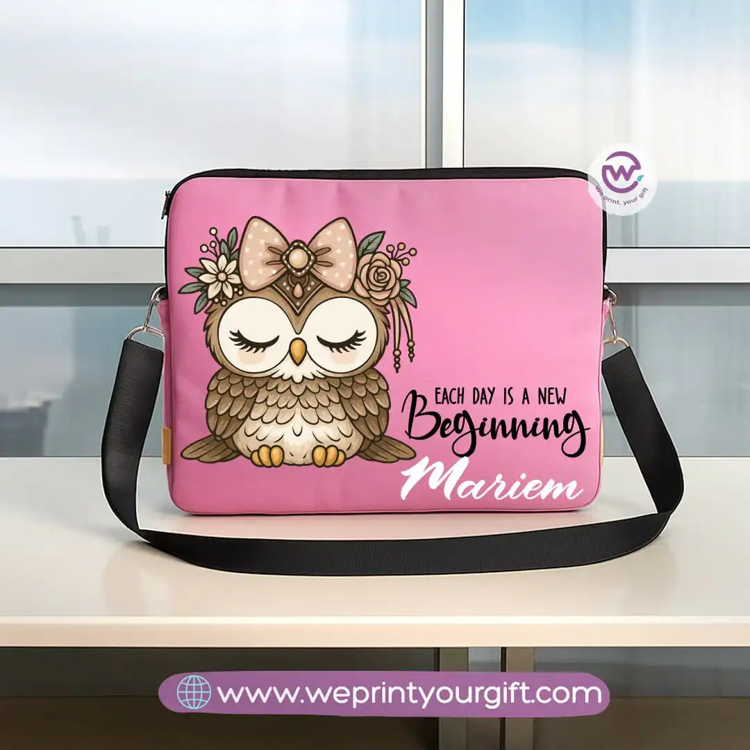 Fabric laptop sleeve-Owl- Names