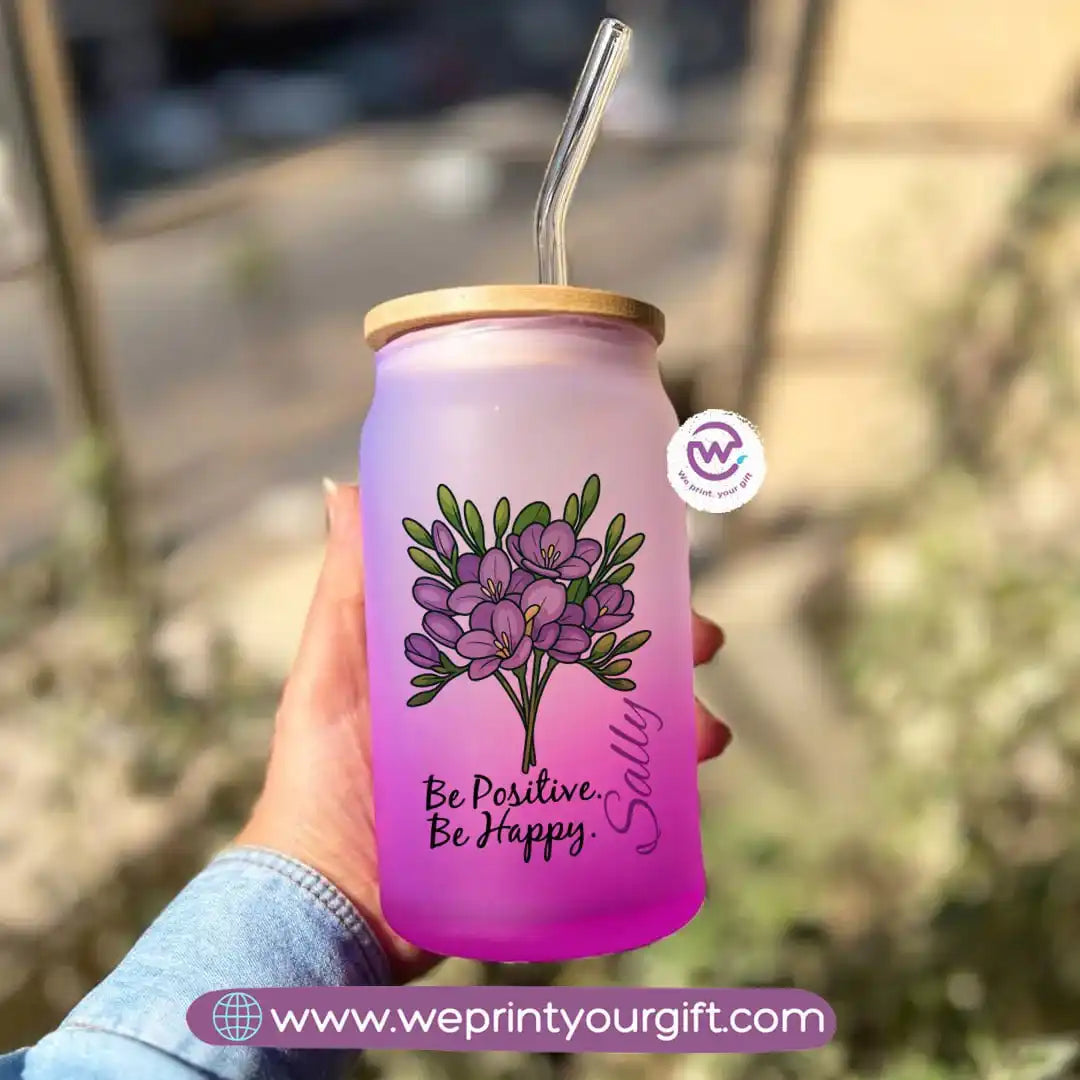 Frosted mug with straw- Inspirational quotes