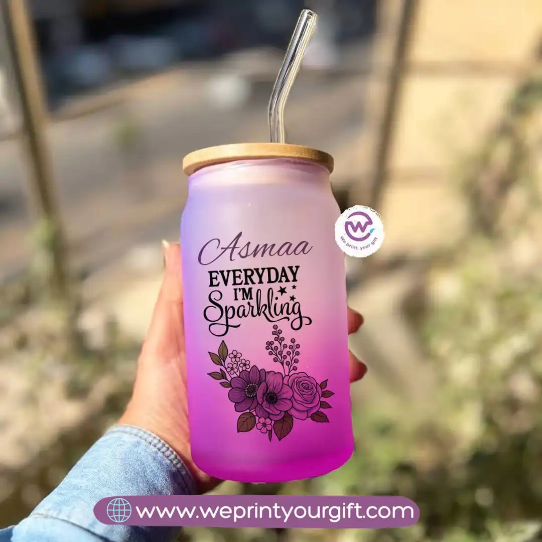 Frosted mug with straw- Inspirational quotes