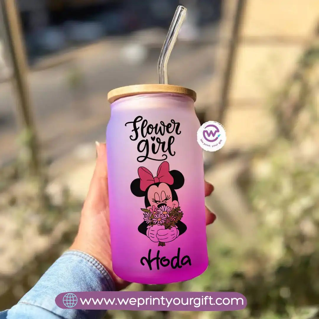 Frosted mug with straw- Disney