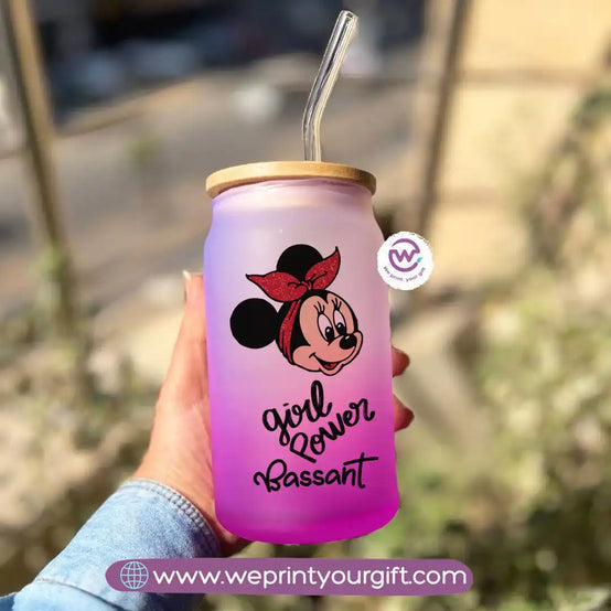 Frosted mug with straw- Disney