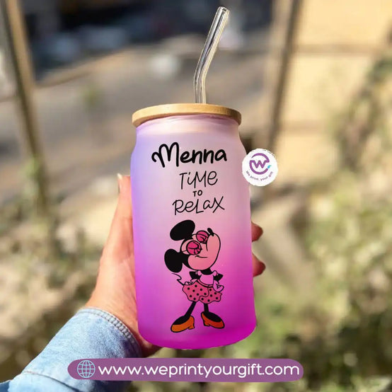 Frosted mug with straw- Disney