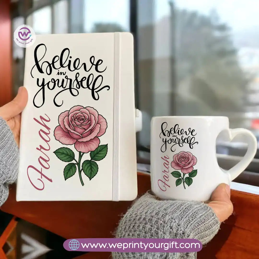 Motivation Set ( Heart handle mug +Notebook)