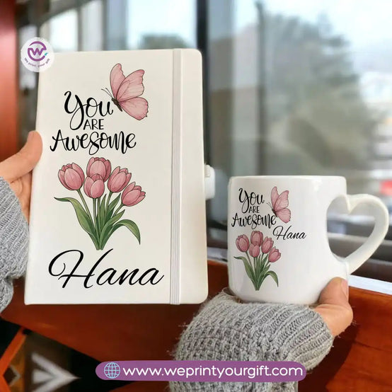 Motivation Set ( Heart handle mug +Notebook)